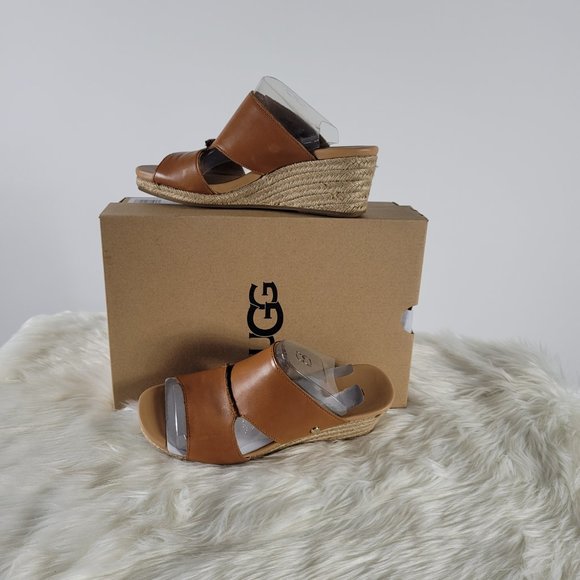 ❌SOLD❌UGG UGG® Eirene Leather Espadrille Wedge Sandals - Picture 3 of 4